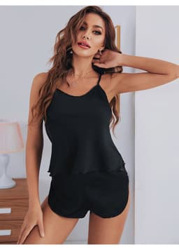 image-Yaoting Satin Camisole Pajama Set Women's Summer Shorts 2299