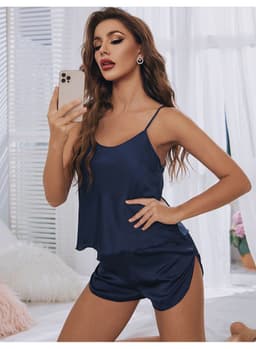 image-Yaoting Satin Camisole Pajama Set Women's Summer Shorts 2299