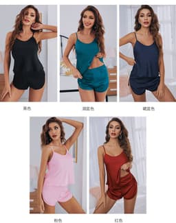 image-Yaoting Satin Camisole Pajama Set Women's Summer Shorts 2299