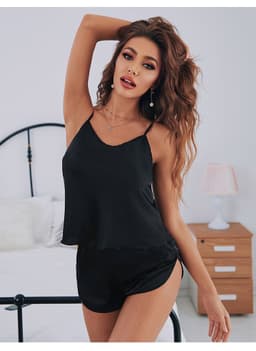 image-Yaoting Satin Camisole Pajama Set Women's Summer Shorts 2299