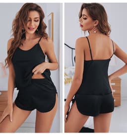 image-Yaoting Satin Camisole Pajama Set Women's Summer Shorts 2299