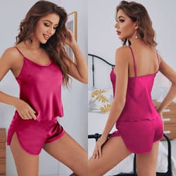 image-Yaoting Satin Camisole Pajama Set Women's Summer Shorts 2299