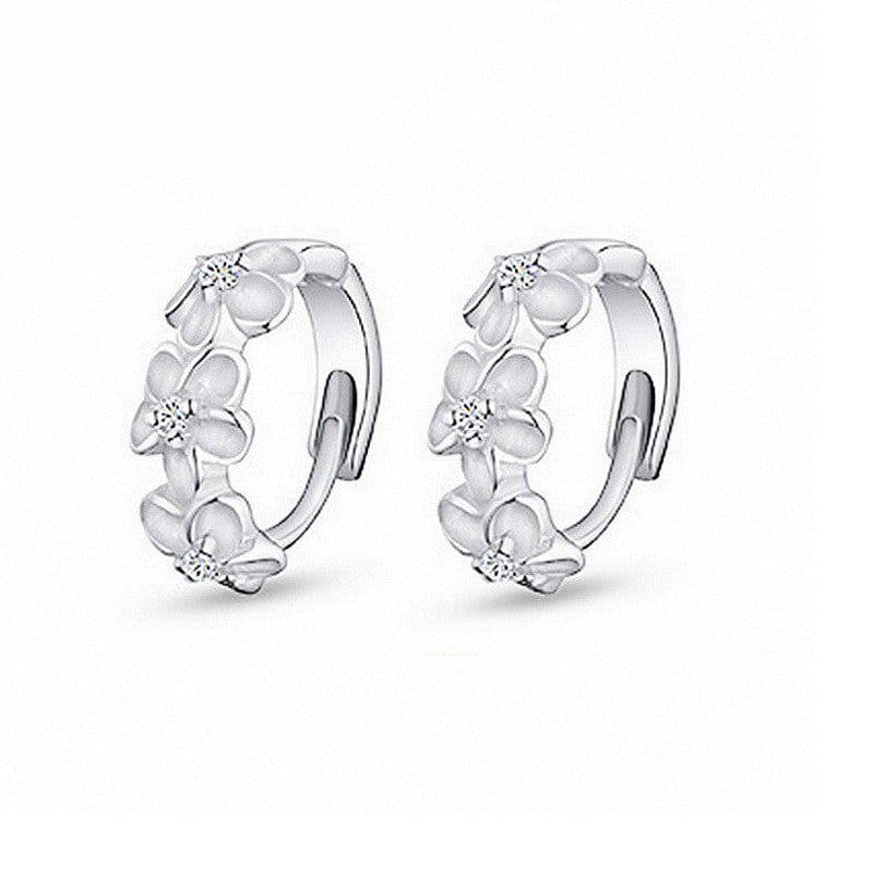 image-S925 Sterling Silver Zircon Plum Blossom Stud Earrings Women