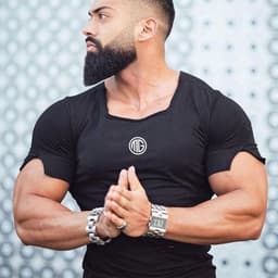 image-Men's Ripped Cotton T-Shirt Short Sleeve Square Collar Fitness Tee