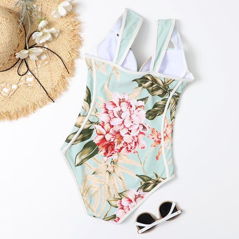 image-Women's One-Piece Floral Swimsuit with Underwire Support