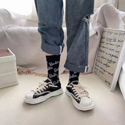 image-Cotton Mid-Tube Casual Socks Unisex Sports Absorbing White One Size