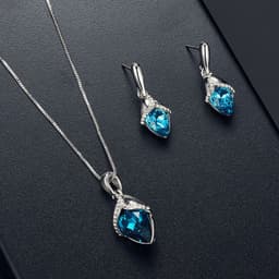 image-Peacock Gemstone Necklace Earrings Bridal Jewelry Set