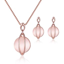 image-Peacock Gemstone Necklace Earrings Bridal Jewelry Set