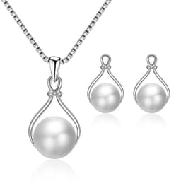 image-Peacock Gemstone Necklace Earrings Bridal Jewelry Set