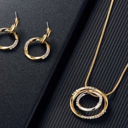 image-Peacock Gemstone Necklace Earrings Bridal Jewelry Set