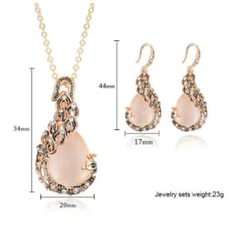 image-Peacock Gemstone Necklace Earrings Bridal Jewelry Set