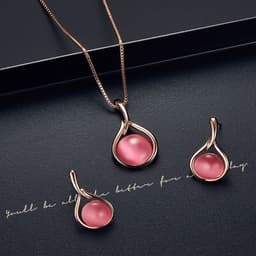 image-Peacock Gemstone Necklace Earrings Bridal Jewelry Set