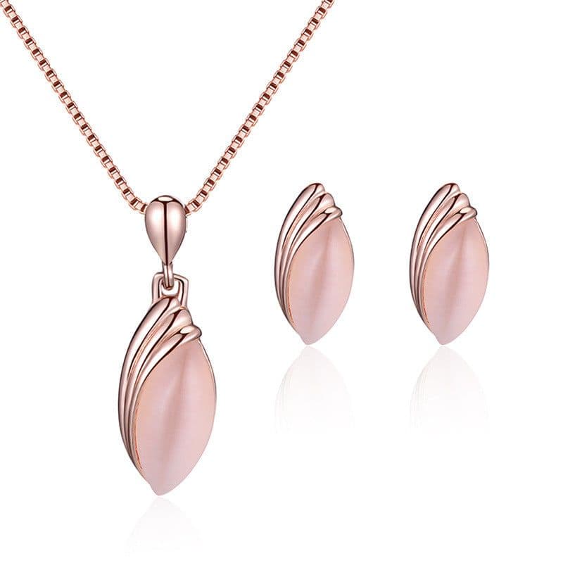 image-Peacock Gemstone Necklace Earrings Bridal Jewelry Set