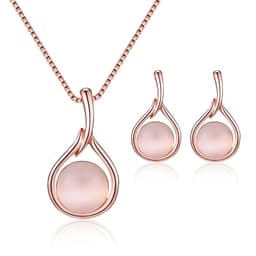 image-Peacock Gemstone Necklace Earrings Bridal Jewelry Set