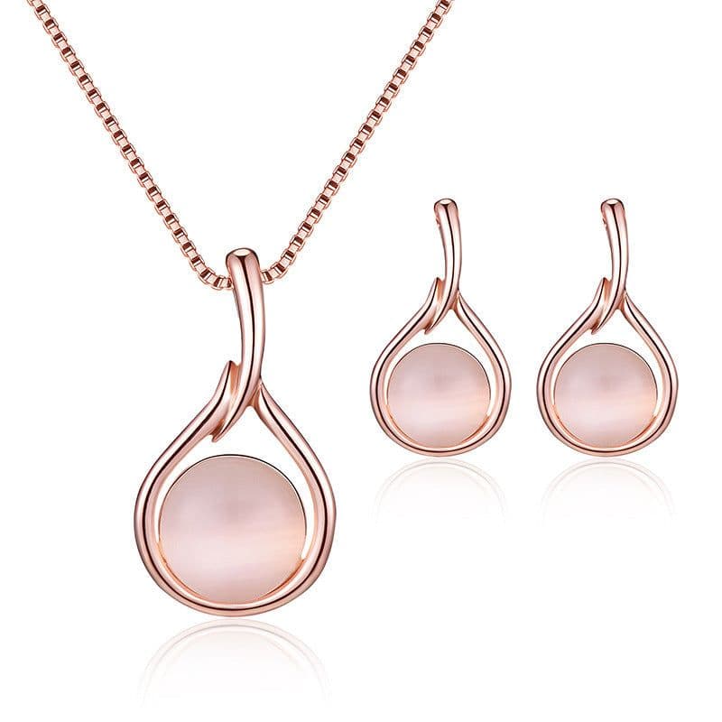 image-Peacock Gemstone Necklace Earrings Bridal Jewelry Set