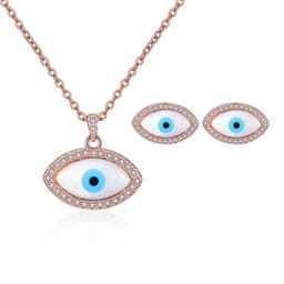 image-Peacock Gemstone Necklace Earrings Bridal Jewelry Set