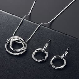 image-Peacock Gemstone Necklace Earrings Bridal Jewelry Set