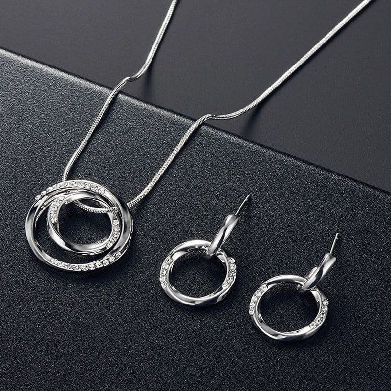 image-Peacock Gemstone Necklace Earrings Bridal Jewelry Set