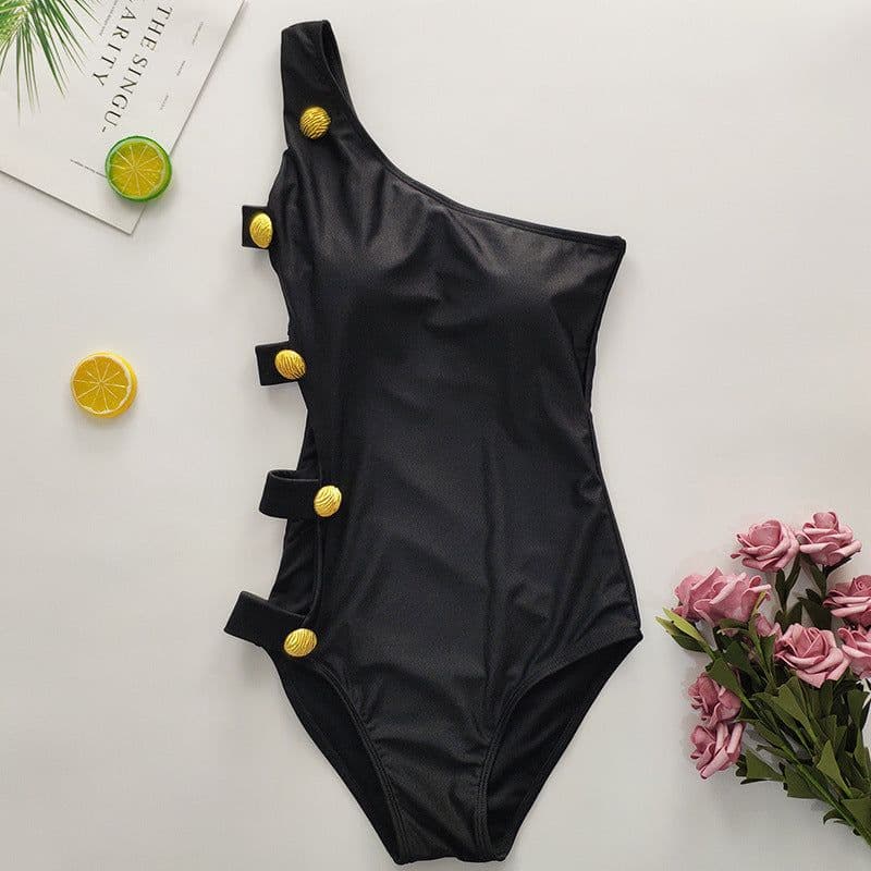 image-Golden Beach Women's One Shoulder Skirt Bikini Swimsuit