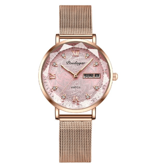 image-Berdagga Waterproof Quartz Watch Women 33mm Dual Calendar
