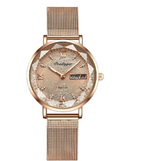image-Berdagga Waterproof Quartz Watch Women 33mm Dual Calendar