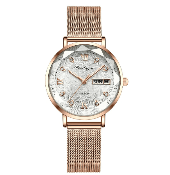 image-Berdagga Waterproof Quartz Watch Women 33mm Dual Calendar