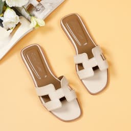 image-Women's Rubber Sole Flat Sandals Summer Non-Slip Beach Slippers