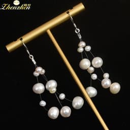 image-Natural Freshwater Pearl Earrings S925 Sterling Silver Simple