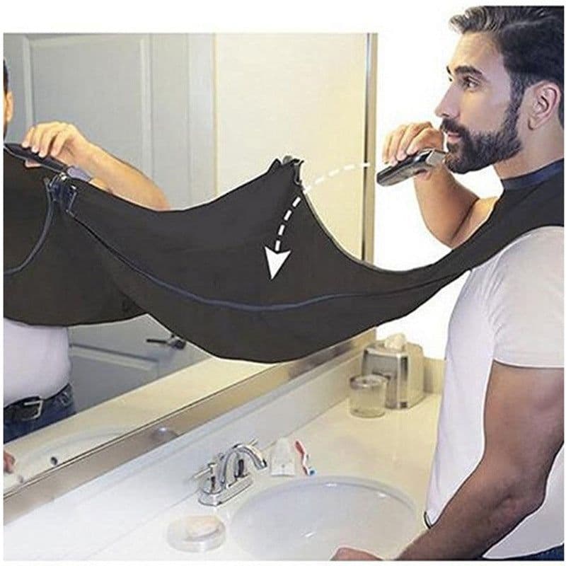 image-Men's Beard Shaving Apron with Suction Cups 120x80cm Transparent