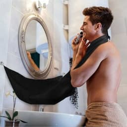image-Men's Beard Shaving Apron with Suction Cups 120x80cm Transparent