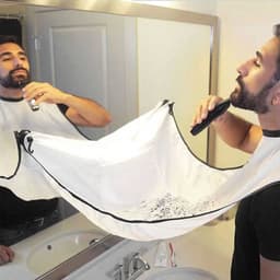 image-Men's Beard Shaving Apron with Suction Cups 120x80cm Transparent