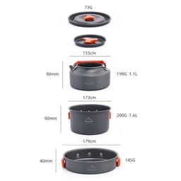 image-Widesea Camping Pot Set 2-3 People Aluminum Alloy with Teapot