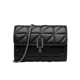 image-Women's Small Square Crossbody Bag PU Leather Chain Shoulder Bag