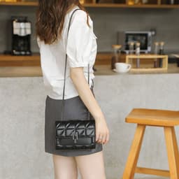 image-Women's Small Square Crossbody Bag PU Leather Chain Shoulder Bag