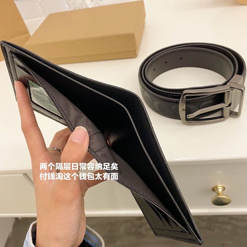 image-PU Leather Belt and Wallet Gift Set Retro Pin Buckle 115cm