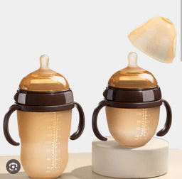 image-Shixi Wide Bore Silicone Baby Bottle with Handle Anti-Flatulence