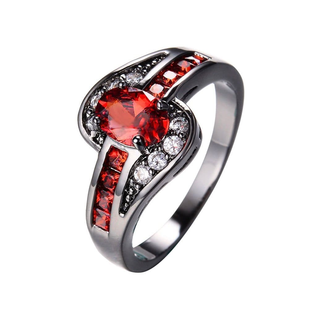 image-Blue Crystal Alloy Ring R058 Geometric Women's Jewelry