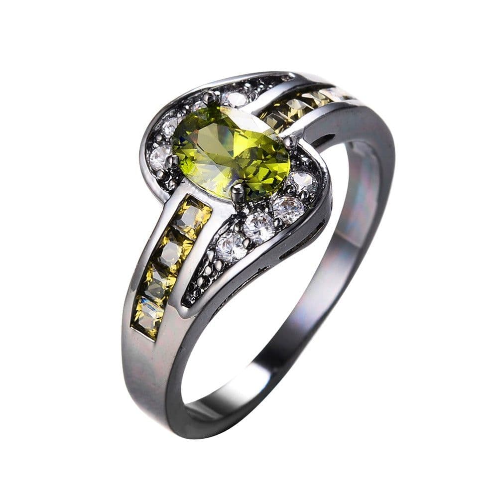 image-Blue Crystal Alloy Ring R058 Geometric Women's Jewelry