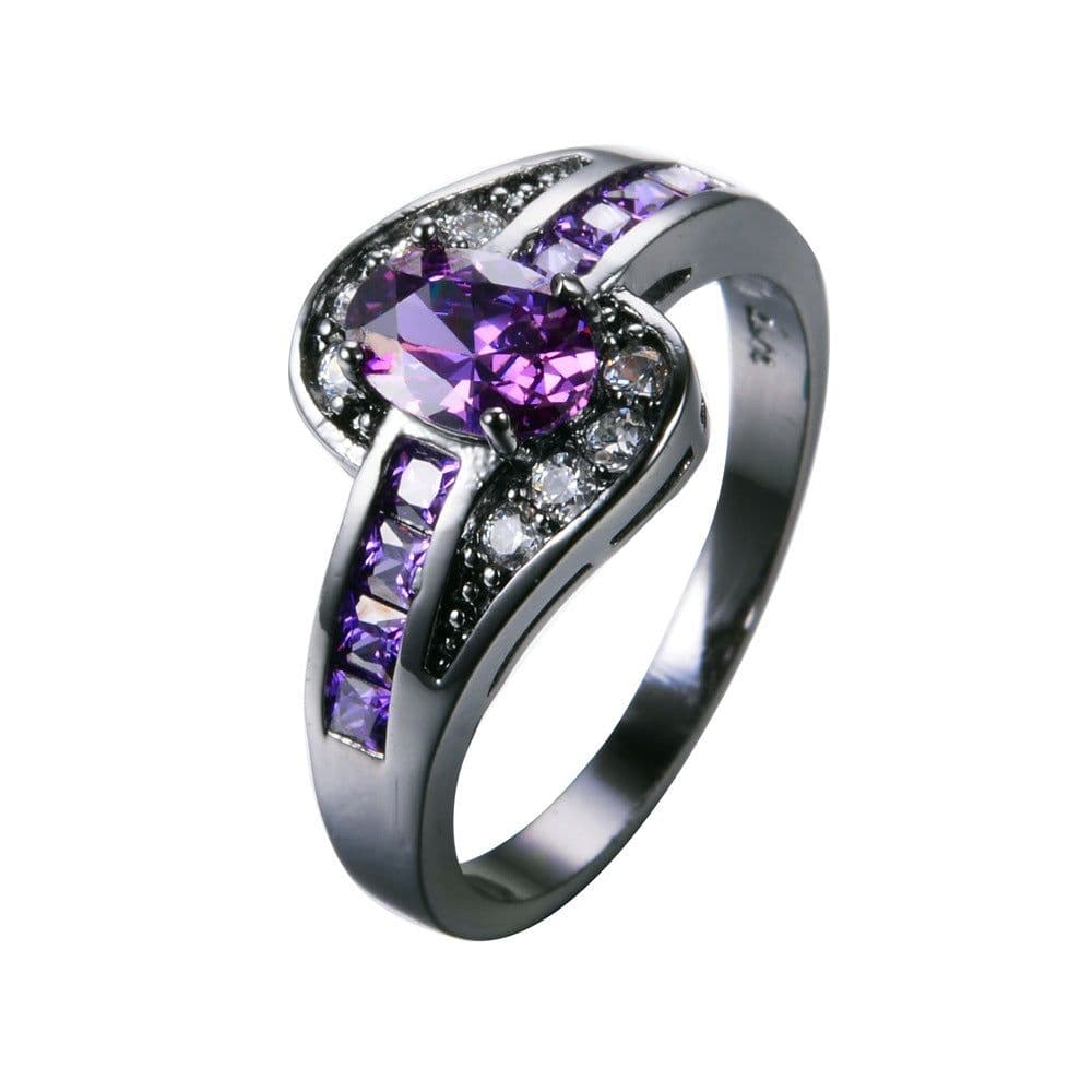 image-Blue Crystal Alloy Ring R058 Geometric Women's Jewelry