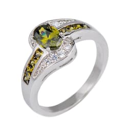 image-Blue Crystal Alloy Ring R058 Geometric Women's Jewelry