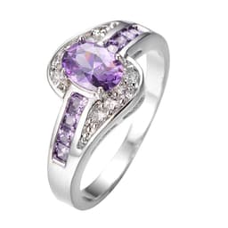 image-Blue Crystal Alloy Ring R058 Geometric Women's Jewelry