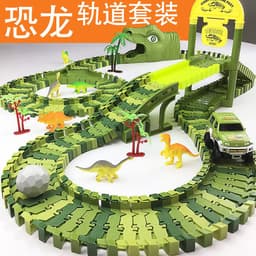 image-Electric Dinosaur Track Car Toy Set with Ferris Wheel 243PCS