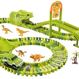 image-Electric Dinosaur Track Car Toy Set with Ferris Wheel 243PCS