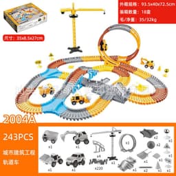 image-Electric Dinosaur Track Car Toy Set with Ferris Wheel 243PCS