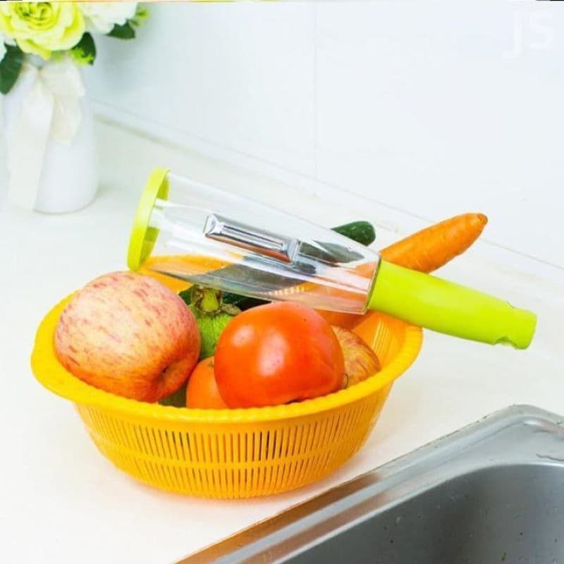 image-Stainless Steel Vegetable Peeler with Storage Box
