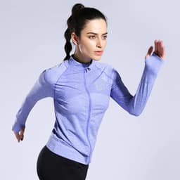 image-Women's Sports Jacket Zipper Long Sleeve Fitness Coat Solid Color