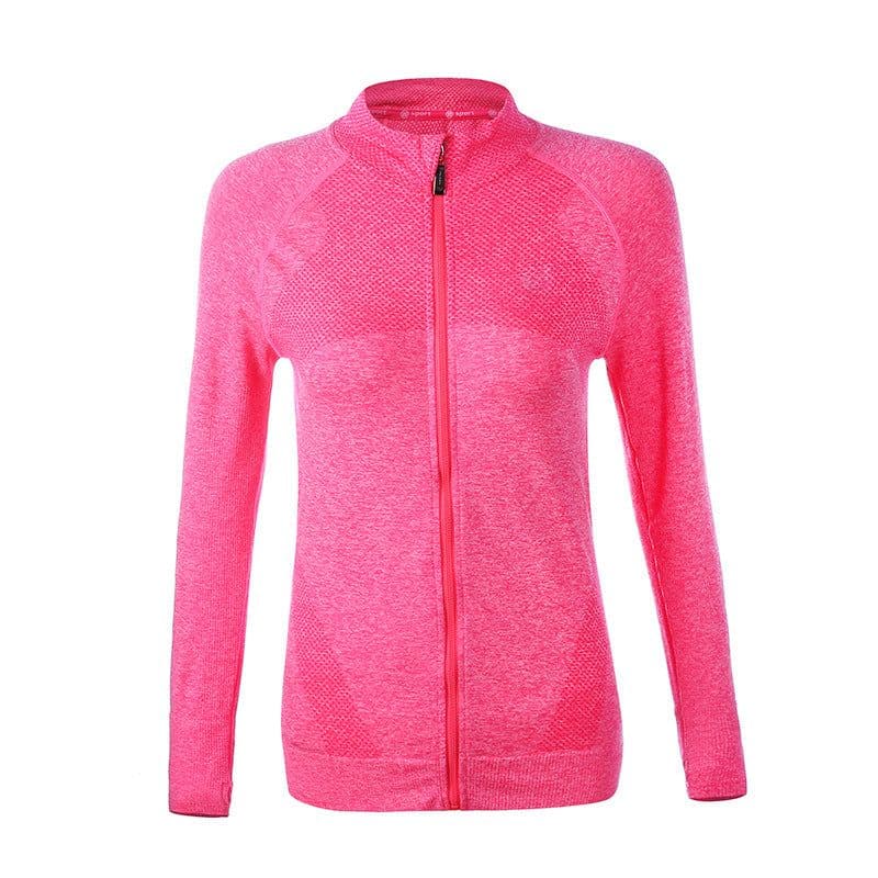 image-Women's Sports Jacket Zipper Long Sleeve Fitness Coat Solid Color