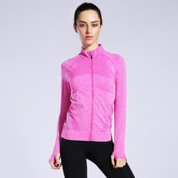image-Women's Sports Jacket Zipper Long Sleeve Fitness Coat Solid Color