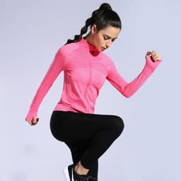 image-Women's Sports Jacket Zipper Long Sleeve Fitness Coat Solid Color