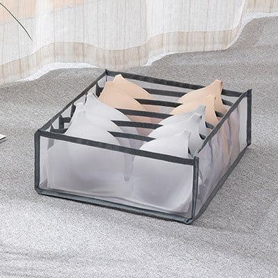 image-Underwear Storage Box Set - 3 Piece Drawer Organizer with Mesh Grid